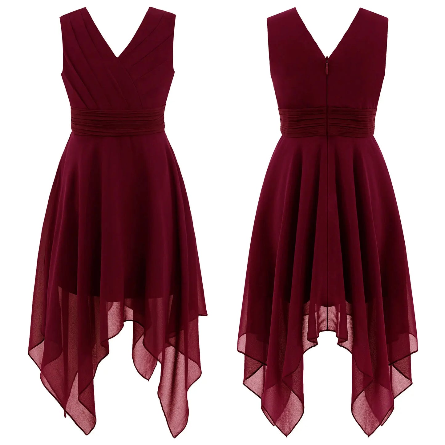 Blumenmädchen-Chiffonkleid mit floraler Spitze, Sommer, ärmellos, hoher, niedriger Saum, formelles Hochzeitskleid für Brautjungfer, Junior, Prinzessin