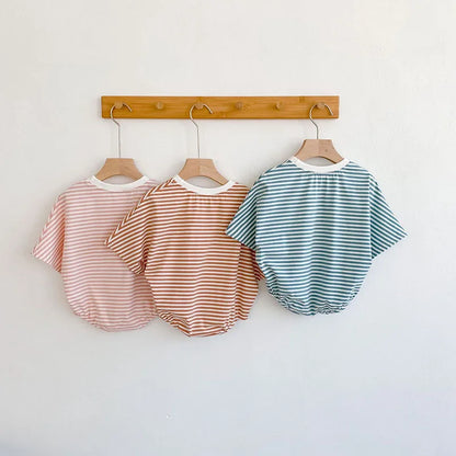 2024 neue Sommer Baby Bodys Mädchen Overalls Infant Jungen Gestreiften Einteilige Neugeborenen Kleidung.