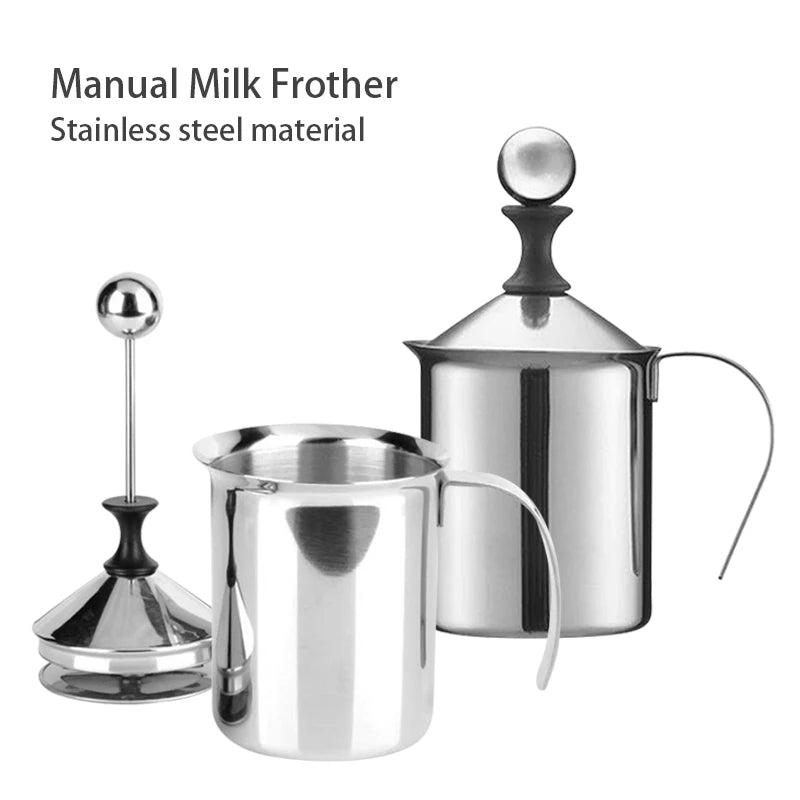 Stainless Milk Frother 400ML Double Mesh Milk Creamer Milk Foam For Cofffee Milk Egg Beater Kitchen Tool Coffee Mixe Frother.