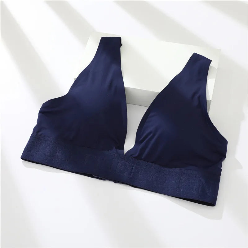 FINETOO Plus Size Women Cropped Top Female Bra S-XL V-Neck Girls Lingerie Active Bras Sexy Woman's Underwear Push Up Tube Tops