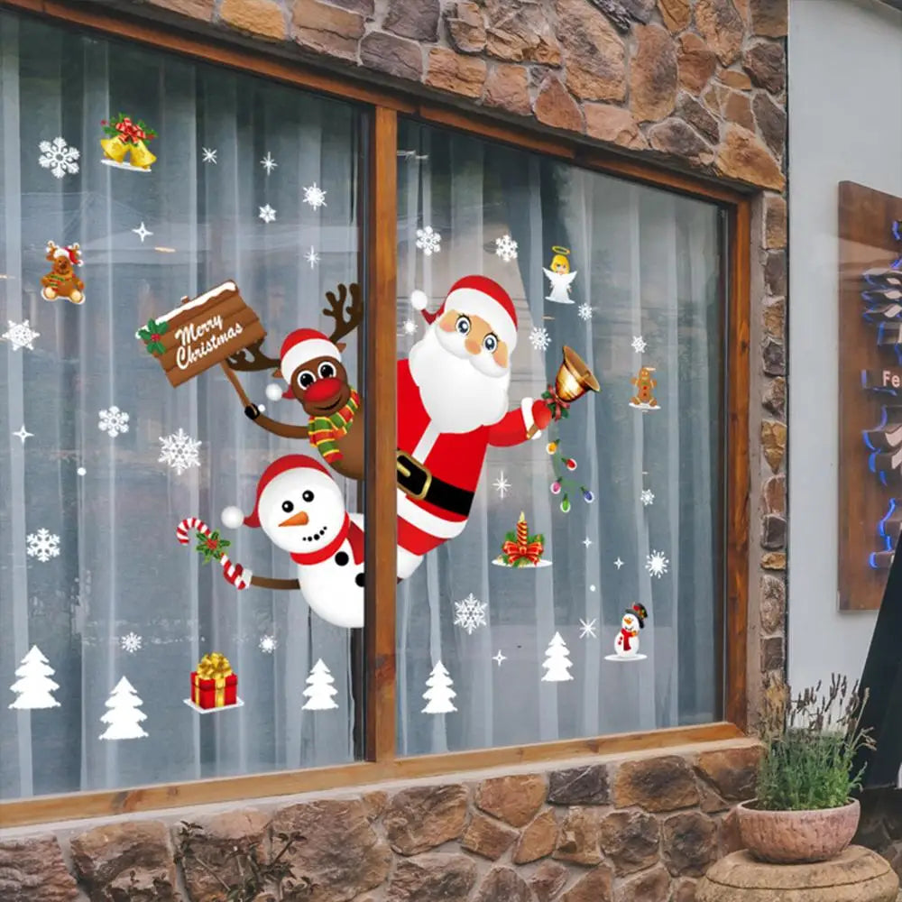 2025 Merry Christmas Wall Sticker Window Glass Merry Christmas Decor for Home Living Room Wall Decor 2026 Happy New Year Sticker.