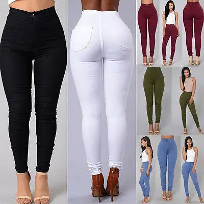 2021 NEW HOT SALE Women Denim Skinny Jeggings Pants High Waist Stretch Jeans Pure Color Slim Pencil Trousers боди женское.