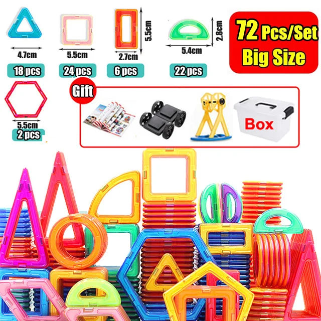 30-168PCS Medium Size Magnetic Building Blocks Magnet Designer Construction Set Montessori Educational Toys For Kids Gifts.