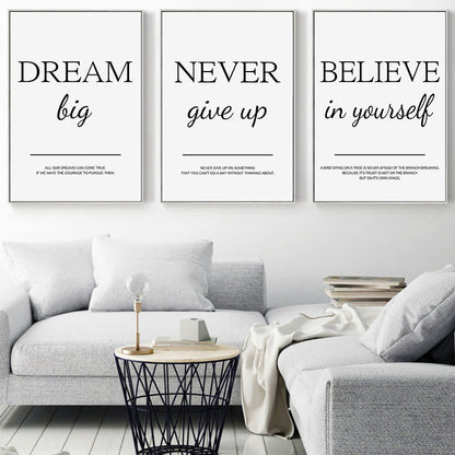 Modern Living Room Simple Decorative Picture Inspirational Wall Art Poster Print Positive Quote Painting on Canvas Home Decor.