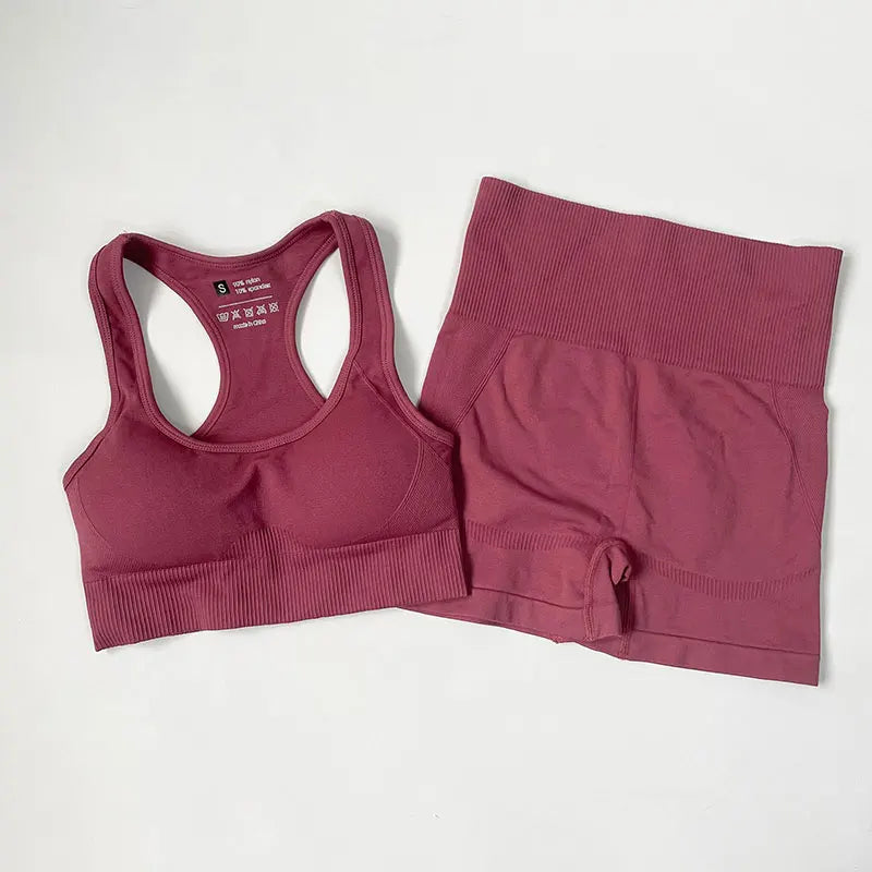 High Waist Elastic Seamless Yoga Wear Women Fitness Clothes Gym Clothing Workout Set Long Sleeve Crop Top Leggings Sports Suit