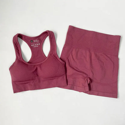 High Waist Elastic Seamless Yoga Wear Women Fitness Clothes Gym Clothing Workout Set Long Sleeve Crop Top Leggings Sports Suit