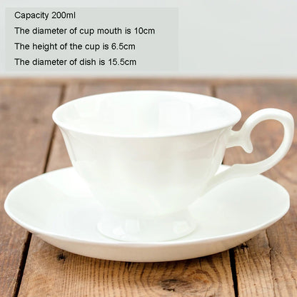 Pure White Bone China Coffee Cup Ceramic Simple Nordic Latte Cups Creative Fancy Afternoon Tea Cafe Coffee Cup and Saucer Spoon