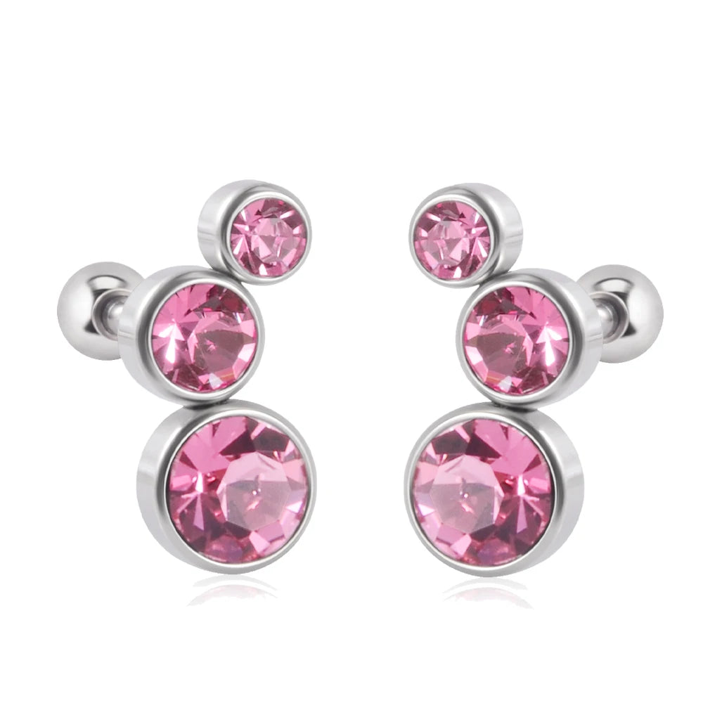 2PCS 361 Surgical Steel Crystal  Ear Tragus Cartilage Earrings 16G Three Zircon Lobe Helix Daith Earring Piercing Body Jewelry