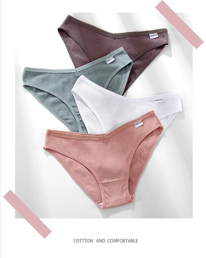 FINETOO 3PCS/Set Women's Underwear Cotton Panty Sexy Panties Female Underpants Solid Color Panty Intimates Women Lingerie M-2XL