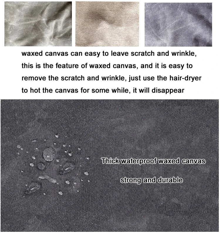 Wasserdichte gewachste Canvas Leder Herren Reisetasche Handgepäcktasche Handgepäck Große Tragetasche Vintage Herren Duffle Wochenendtasche große Übernachtung