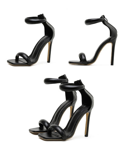 Eilyken Summer Silver Gold Peep Toe High Heel  Sandals Sexy Buckle Strap Ankle-Wrap Ladies Club Women Stripper Shoes.