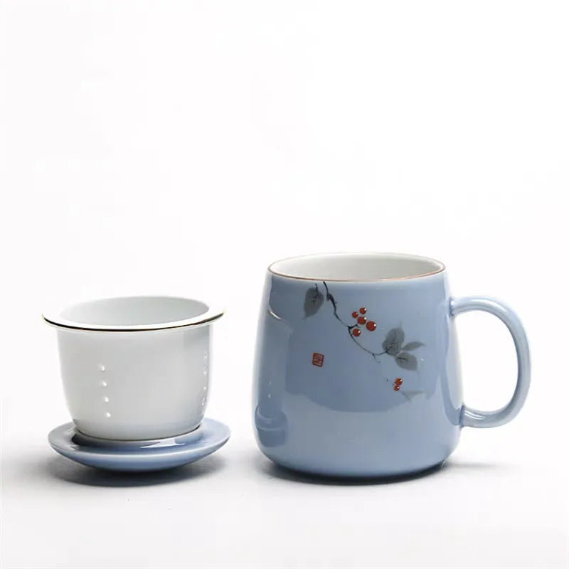 Ceramic Filter Teacup Simple Large Capacity Couple Drinkware Household Coffee Mug with Lid Porcelain Office Tea Separation Cup