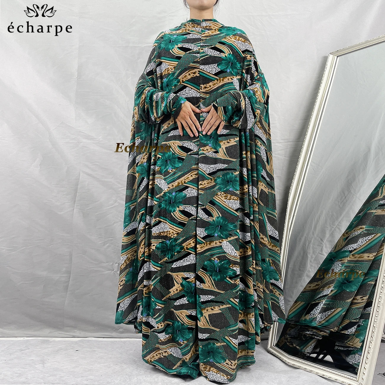 1 Pieces Muslim Hijabs Dress Women's Prayer Garment Dubai Abaya Arab Jibab Islam Flowers Djellaba Femmel Khimar Caftan Clothes