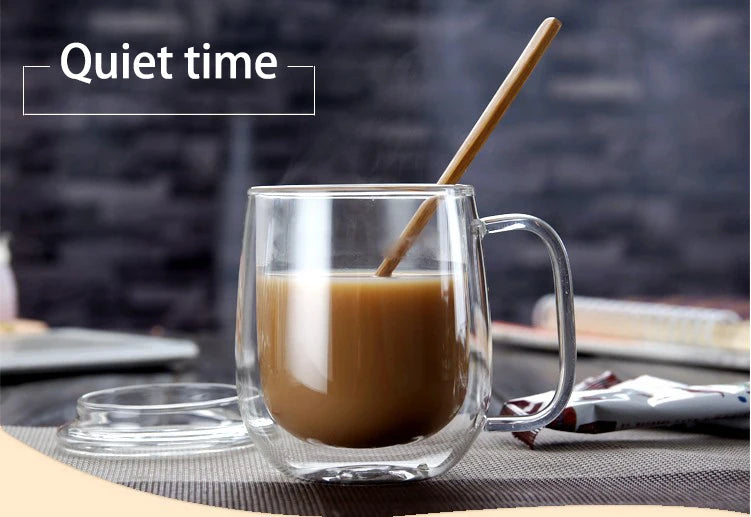 1-6PCS 80-450ML Heat Resistant Double Wall Tea Glass Cup Beer Coffee Handmade Creative Cold Beverage Transparent Drinkware Set.