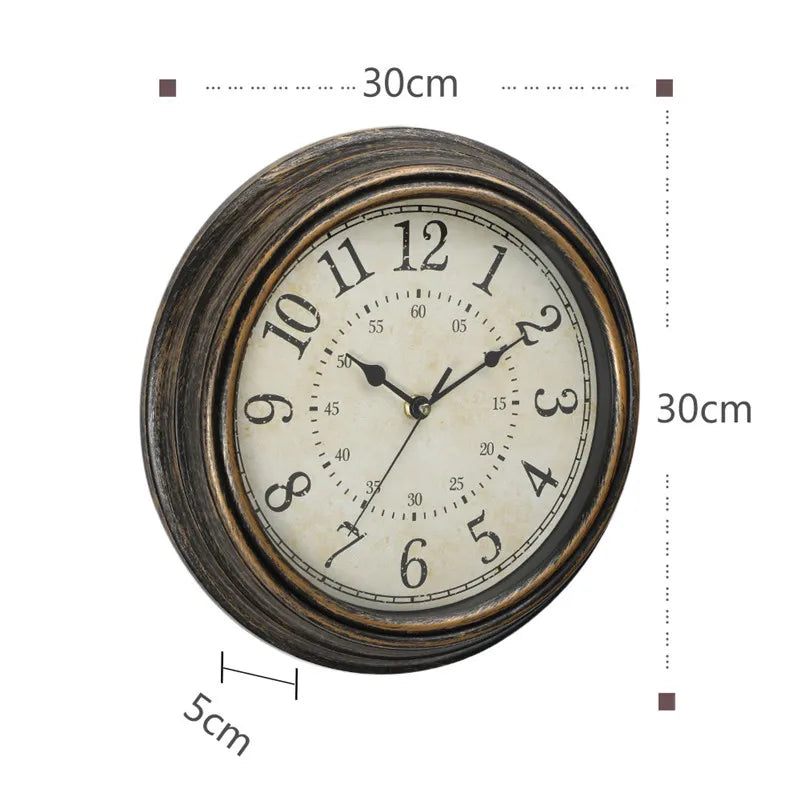 12-Zoll-stille Wanduhr im antiken Shabby-Kunststil, kreative Retro-Quarzuhren, Vintage-Horloges, Reloj Pared Klok, Wohnzimmer
