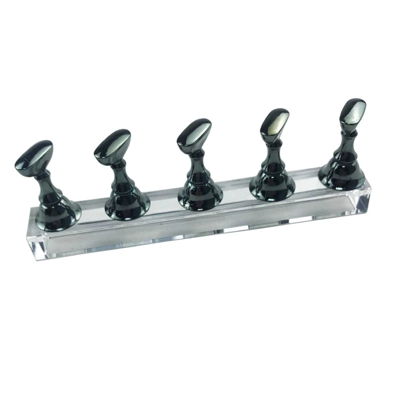 5Pcs Nail Art Practice Display Stand Set Chess Board Magnetic Tips White & Black Holder Polish Gel Color Chart Tool.