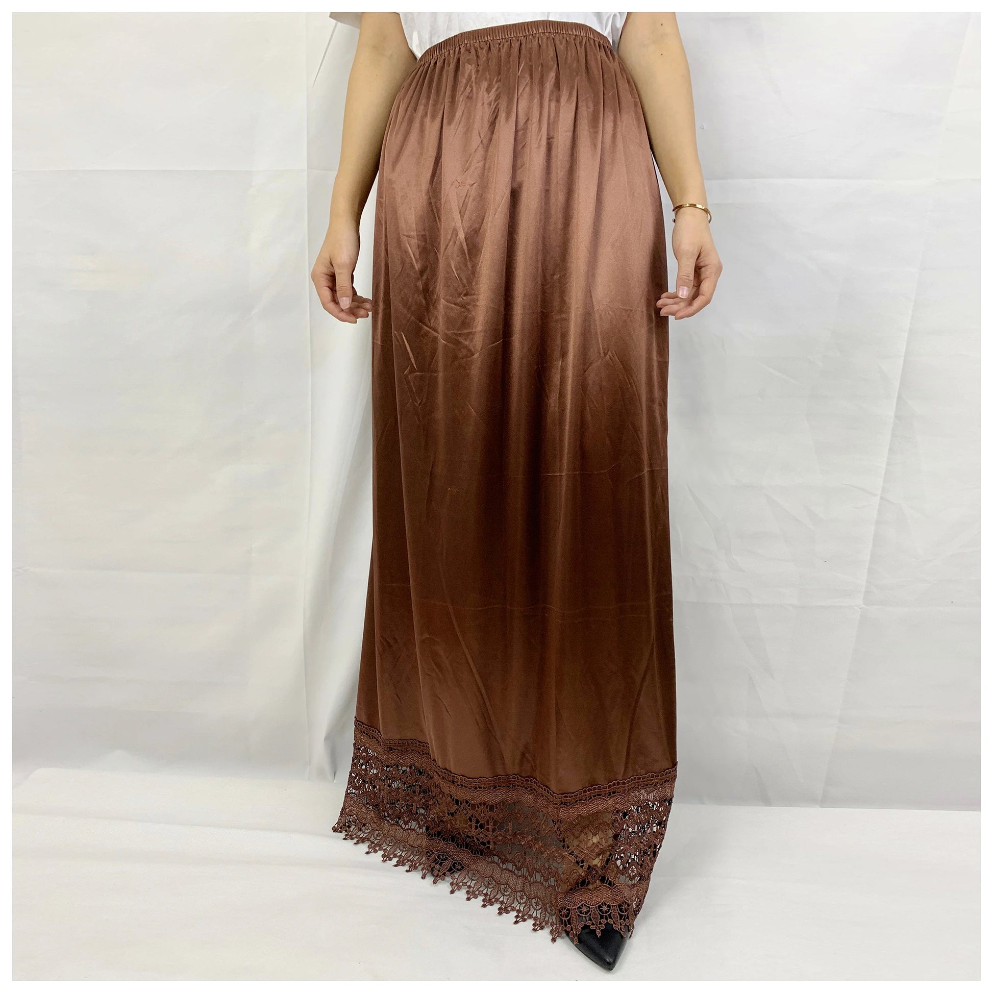 12pcs/1 dozen Muslim Women skirt Extender Slips Lace Skirts Knee Stretch High Waist Skater Flared Pleated Swing Skirt Loose.