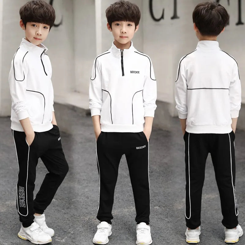 Spring Autumn Teenager Boys Clothing Sets Child Fashion Letter Sweatshirt + Pants 2Pcs Kids Tracksuit 4 5 6 7 8 9 10 11 12 Years.