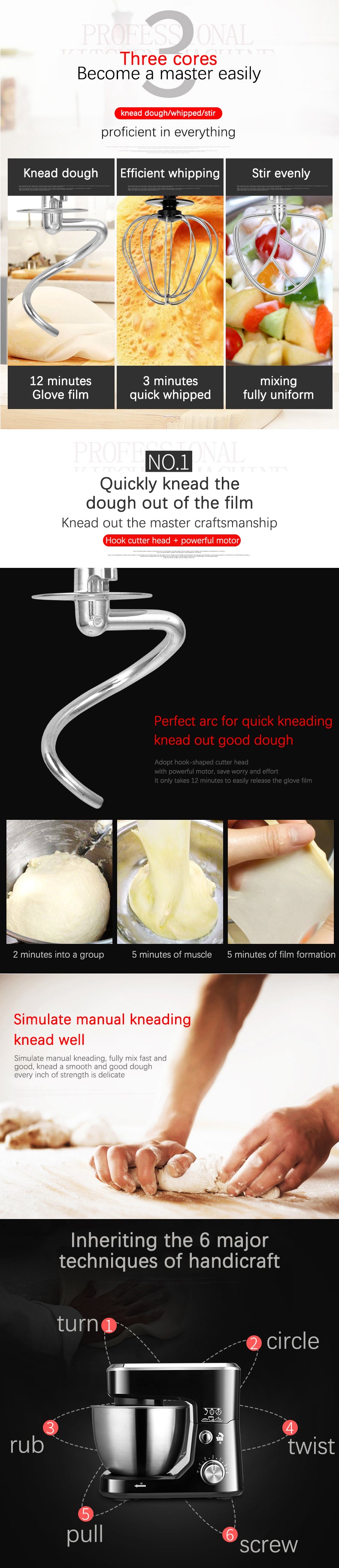 AC220-240V 50-60HZ 600W POWER 4L bowl Powerful home use mini food mixer hand mixer stand mixer Polupar Dough Cream Mixer muliuse.