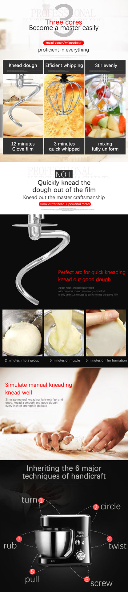 AC220-240V 50-60HZ 600W POWER 4L bowl Powerful home use mini food mixer hand mixer stand mixer Polupar Dough Cream Mixer muliuse.