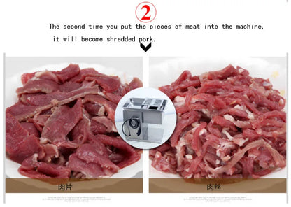 Meat Slicer Stripping Cutter Machine,Fresh Meat Cube Dicer Cutting Machine 110/220V 400kg/h.