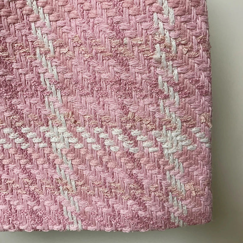 HIGH STREET Newest Fashion 2025 Designer Pink Skirts Women's Sweet Wool Blends Colors Woven Plaid Tweed Skirt.