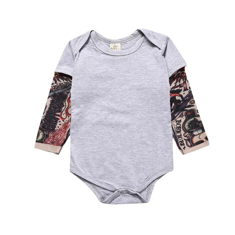 Baby-Bodys, Tattoos-Druck, Rock, 6–24 Monate, Baumwolle, langärmeliger Baby-Body.