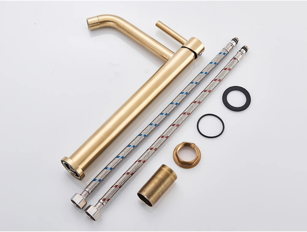 Black Basin Faucet Bathroom Washbasin Water Mixer Tap Hot Cold Water Basin Sink Tap Bathroom Faucet Tap Brushed Gold Faucet