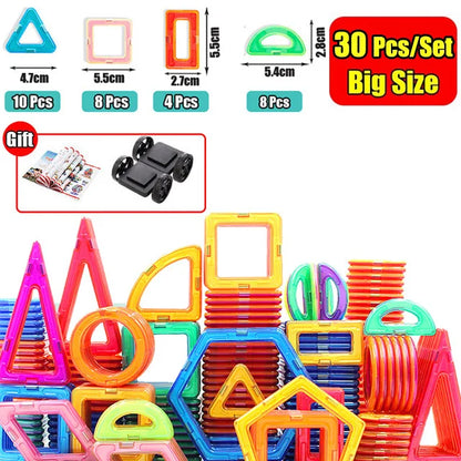 30-168PCS Medium Size Magnetic Building Blocks Magnet Designer Construction Set Montessori Educational Toys For Kids Gifts