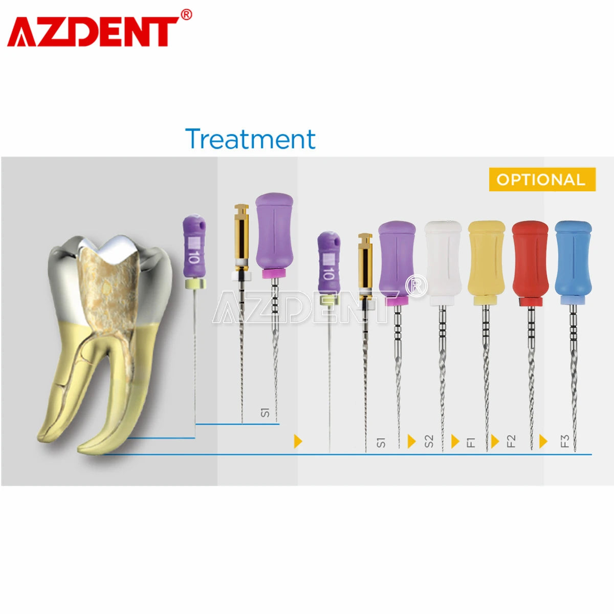6pcs/Box AZDENT Dental Endodontics NiTi Hand Use Super Rotary File SX-F3 25mm Dental Root Canal File.