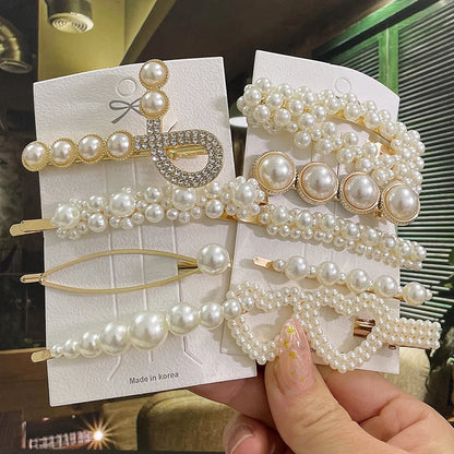 Simulated Pearl Hair Clips For Women Korean Women Hairpins Girl Geometric Hair Barrettes Fashion Hairgrip Hair Accessories.