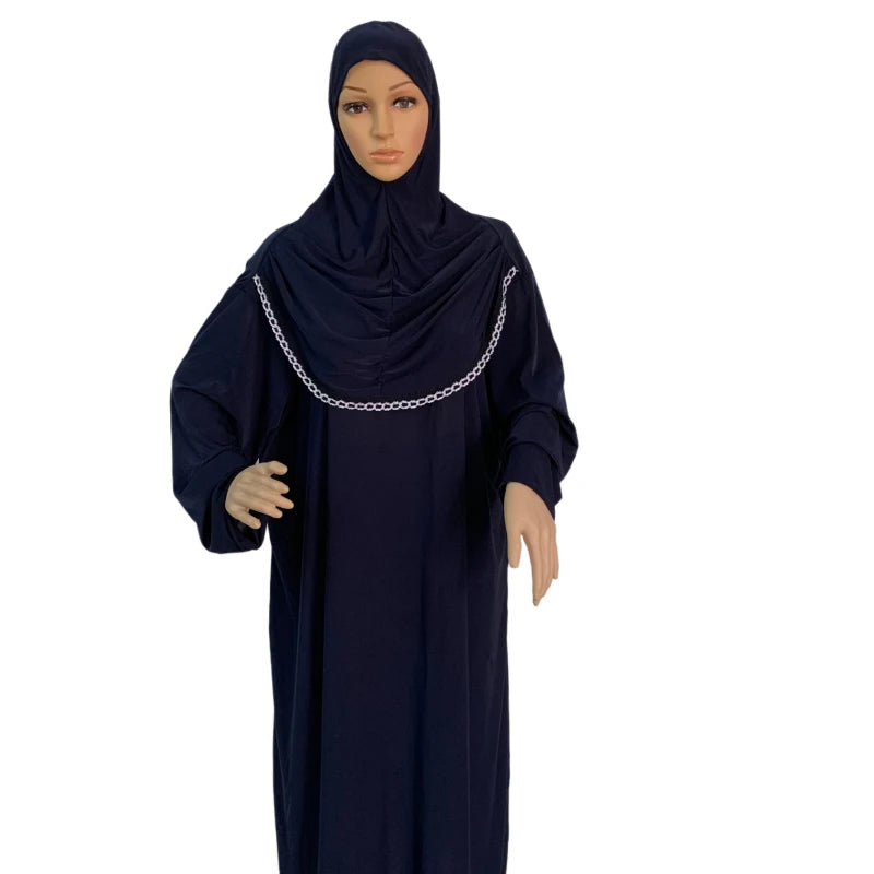 H118 Free size muslim dress with attached hijab pray khimar kaftan  burqa abaya robe hijab middle east clothing.