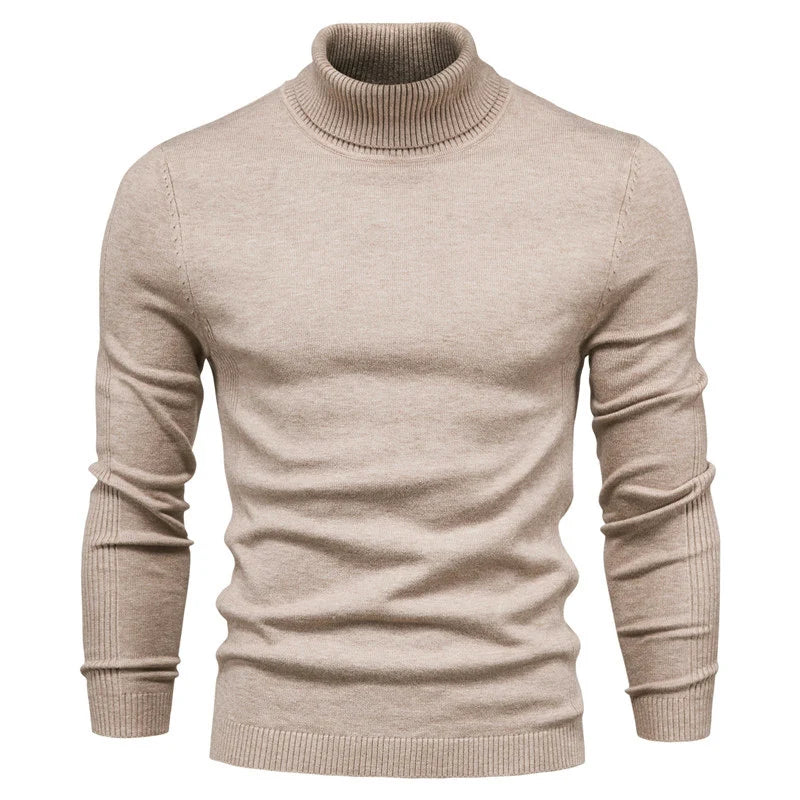 2021 New Winter Men Turtleneck Sweater Casual Solid Color Warm Pullover High Quality Slim High Neck Long Sleeve Sweater Men.
