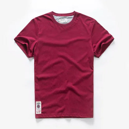 New Men Cotton Solid T-Shirt Mens Short Sleeve T-shirt Multi Pure Color Fancy Yarns T Shirt Color Wine White Blue