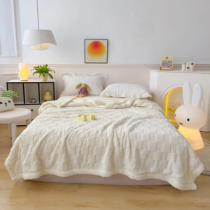 Ornate Jacquard Taffeta Comfort Blanket 100% Polyester Double-Layer Knitted Eco-Friendly Embroidered Pattern.