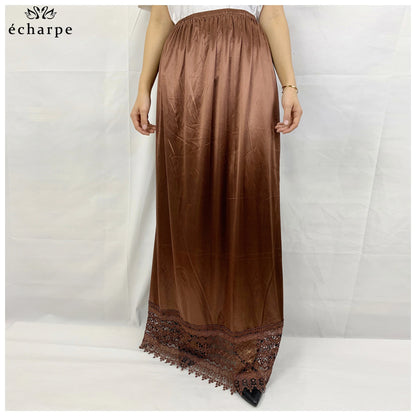 12pcs/1 dozen Muslim Women skirt Extender Slips Lace Skirts Knee Stretch High Waist Skater Flared Pleated Swing Skirt Loose