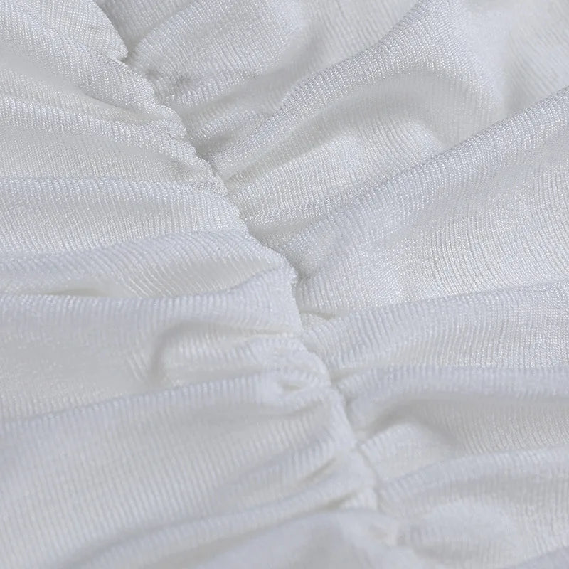 White Tank Top For Women Ruched One Shoulder Crop Top Female Elegant Summer Tops Holiday Beach Cami Top Y2K 2000s