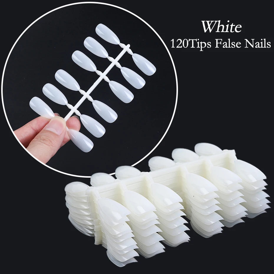 120pcs Fake Nail Tips For Display Palette Oval Almond Acrylic Nails Forms Color Chart Manicure Practice Nail Equipment.
