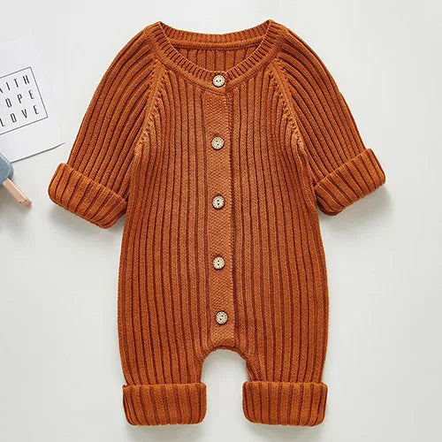 Feste Strick Baumwolle Langarm Einem stück Outfit Kleinkind Baby Jungen Mädchen Romper Frühling Herbst Neugeborenen Baby Mädchen Overall.