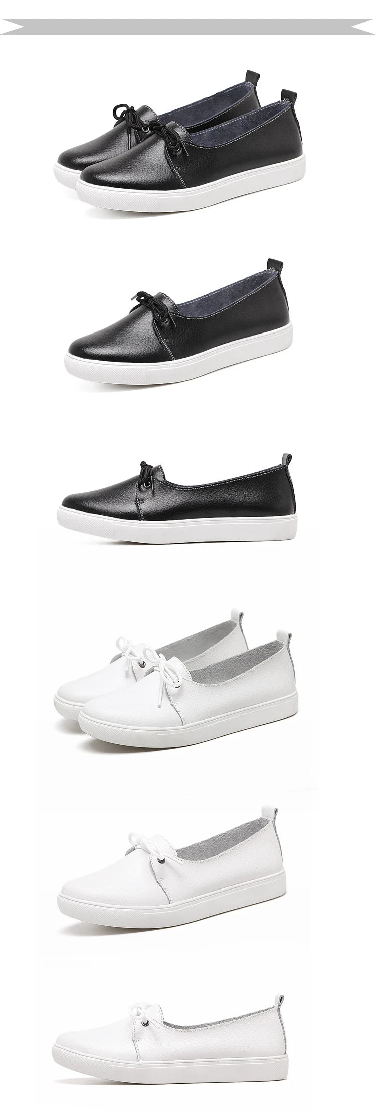 WOIZGIC Women Students Gril Female Genuine Leather White Shoes Flats Platform Lace Up Korean Casual Vulcanized Shoes FEZ-173.