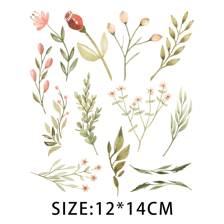 Cartoon Pflanze Blumen Aufkleber Wärmeübertragung PVC Patch Hitzeempfindliche Patches Bügelaufkleber auf Kleidung DIY Applikationen