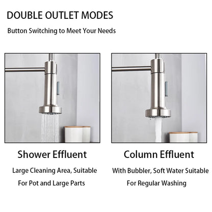 Spring Brushed Nickel Kitchen Faucet Deck Mounted Mixer Tap 360 Degree Rotation Stream Sprayer Nozzle Kitchen Sink Hot Cold Taps