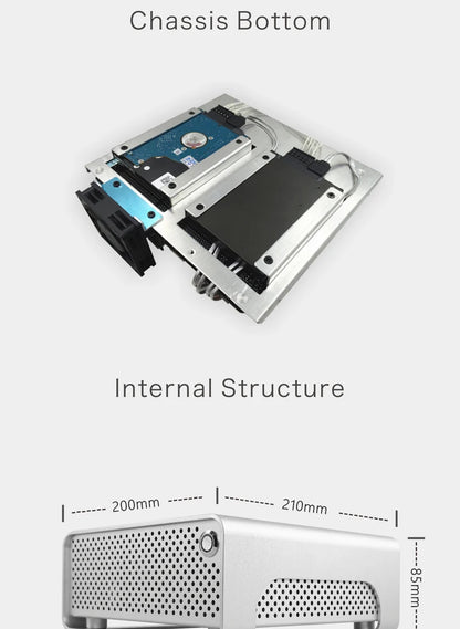 METALFISH MetalGear Plus Aluminum Mini HTPC Case Mini ITX Cases Computer Gaming PC Desktop Case.
