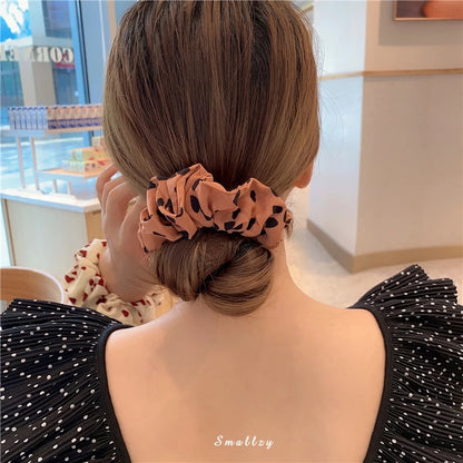 5Pcs/Lot Girl Pink Red Hair Band Accessories Fashion Large Hair Ties Solid Color Elastic Scrunchies For Women Ponytail Hairstyle.