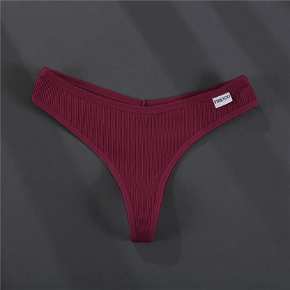 FINETOO 3PCS/Set G-string Panties Cotton Women's Underwear Sexy Panty Female Underpants Thong Solid Color Lingerie T-Back Design