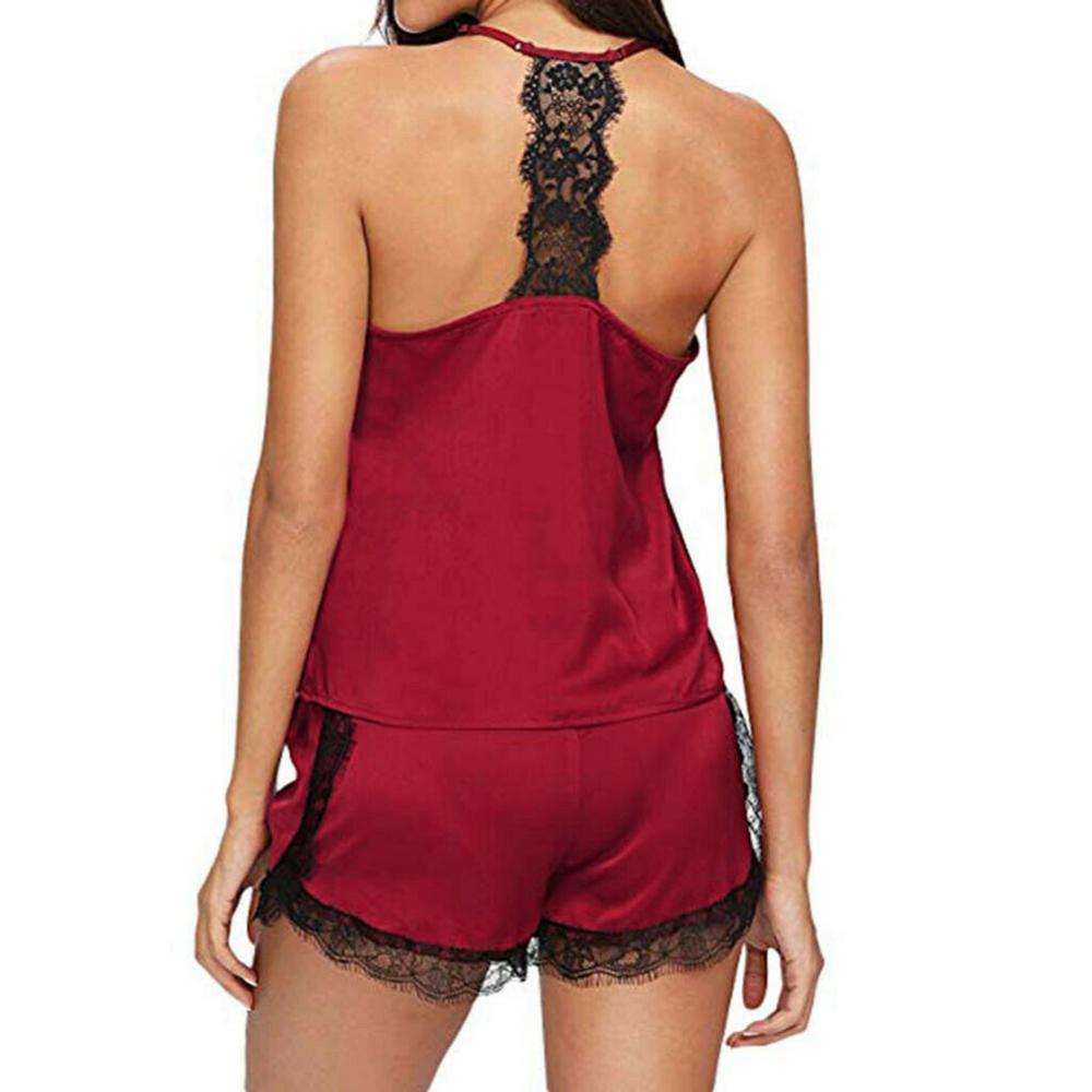 Heißer verkauf damen sommer sexy seide spitze einfarbig pyjamas leibchen top shorts haut-freundliche hause unterwäsche pyjamas set einzelhandel.