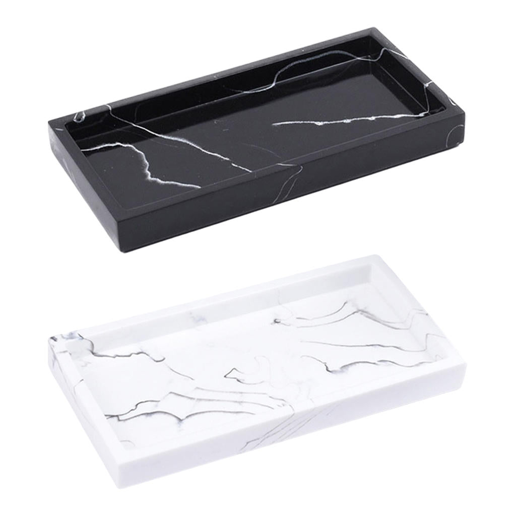 Marbled Storage Tray Resin Jewelry Display Plate Cosmetic Organizer Rectangle Home and Hotel Serving Tray.