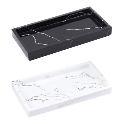 Marbled Storage Tray Resin Jewelry Display Plate Cosmetic Organizer Rectangle Home and Hotel Serving Tray.