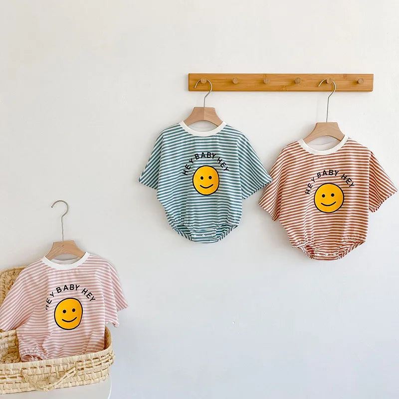 2024 neue Sommer Baby Bodys Mädchen Overalls Infant Jungen Gestreiften Einteilige Neugeborenen Kleidung.