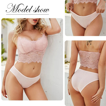 FINETOO 3PCS/Set Women's Underwear Cotton Panty Sexy Panties Female Underpants Solid Color Panty Intimates Women Lingerie M-2XL